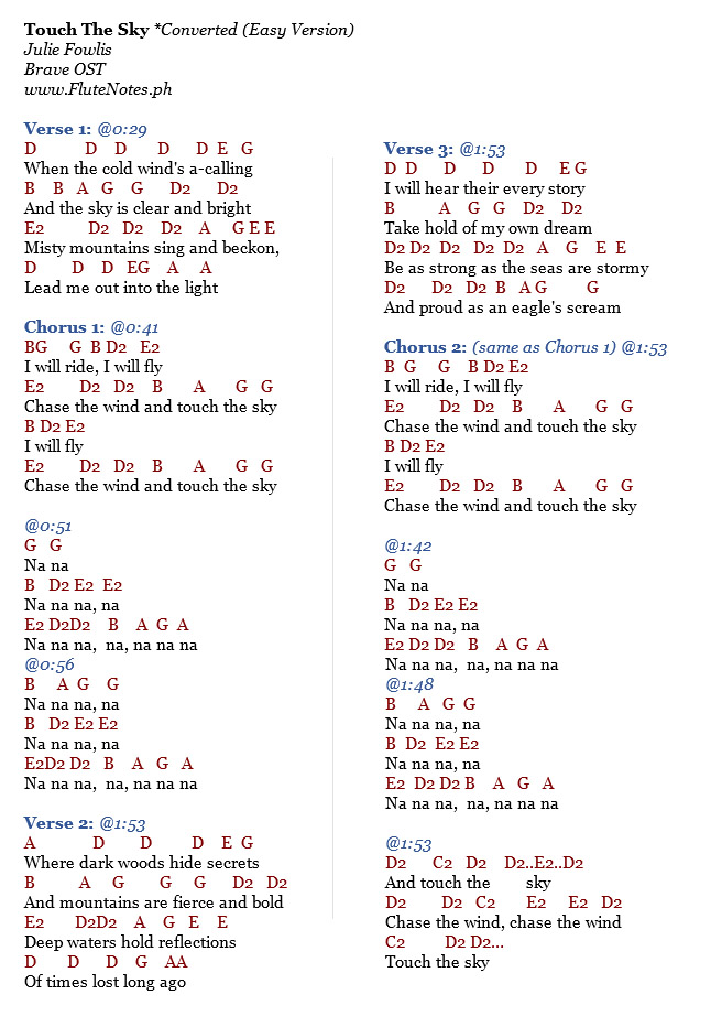 Touch The Sky Julie Fowlis Brave Ost Lyrics Notes For Lyre