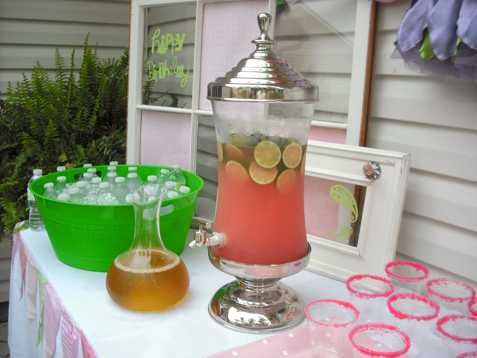 Julie Ann Events Pink & Green First Birthday Party Drinks.