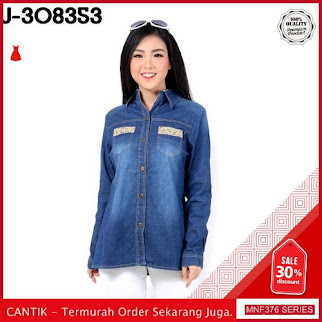 MNF376A114 Atasan 308353 Wanita Jumbo Xl Jeans Kemeja 2019 BMGShop
