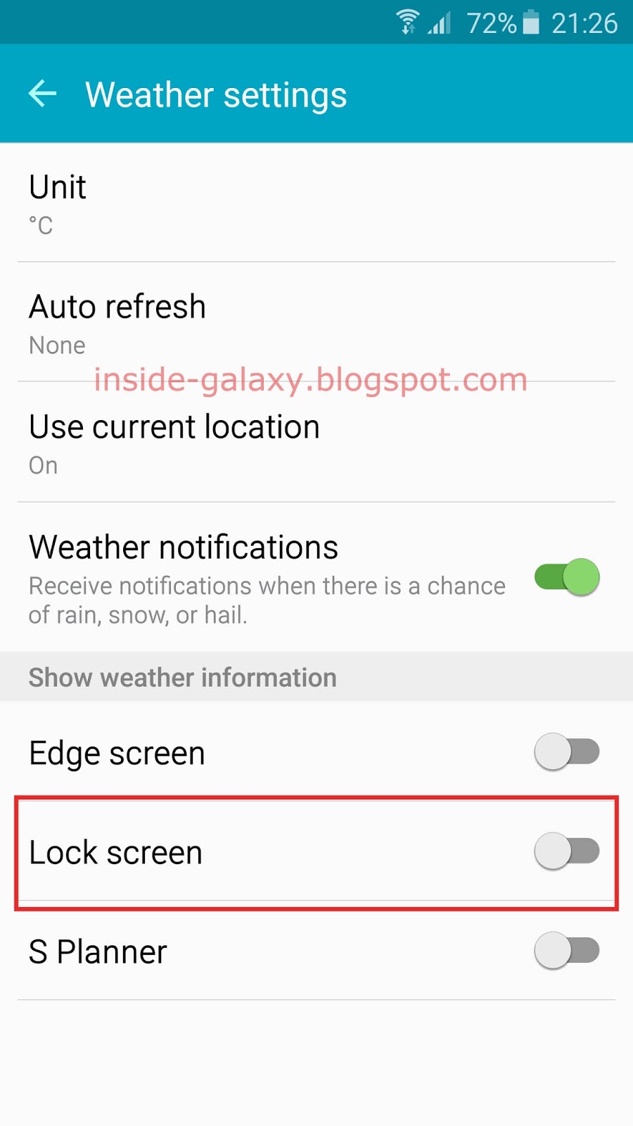 Inside Galaxy Samsung Galaxy S6 Edge How to Show Weather Information