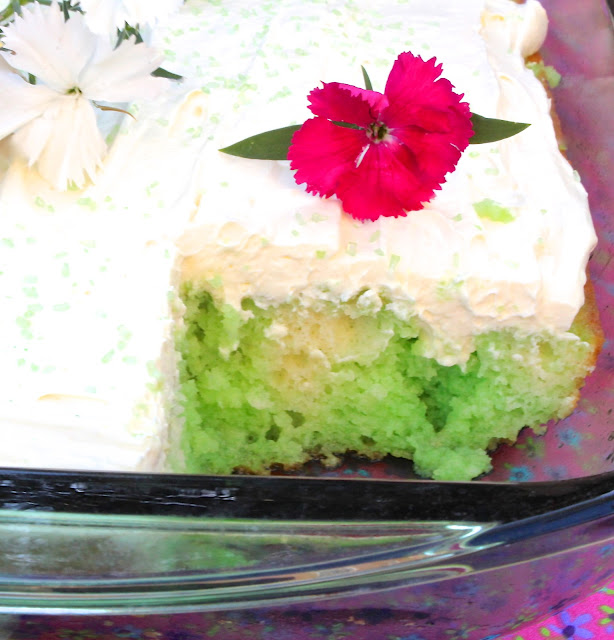 ValSoCal Lime Poke Cake with Pudding Frosting
