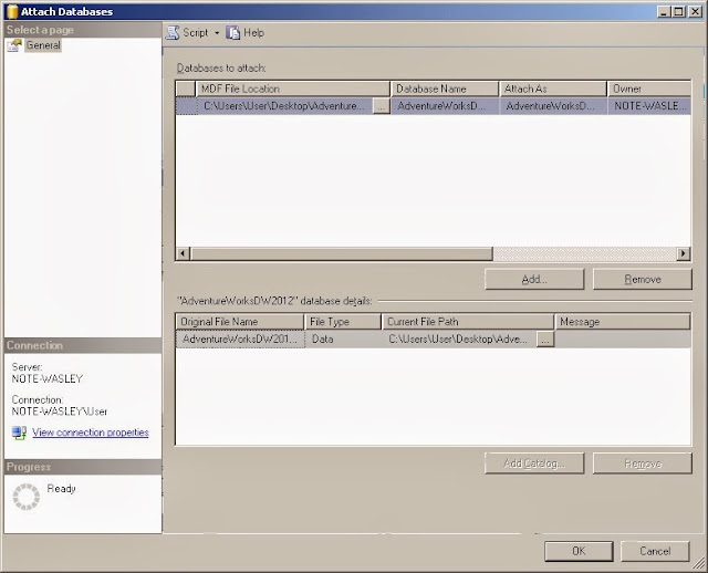 BI Criando um banco de dados à partir do arquivo ".mdf".