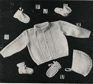 Vintage Cabled Baby Set Pattern from American Thread