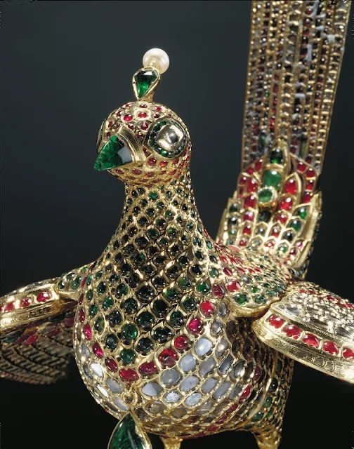 close-up of the huma bird from the canopy of the throne of tipu sultan