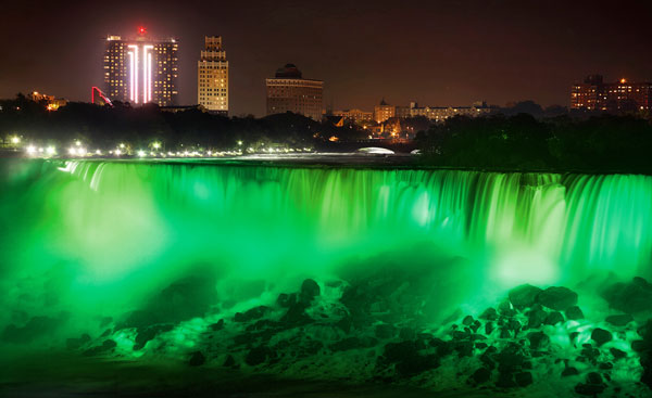 Niagara Falls, St. Patrick's Day, holiday, green