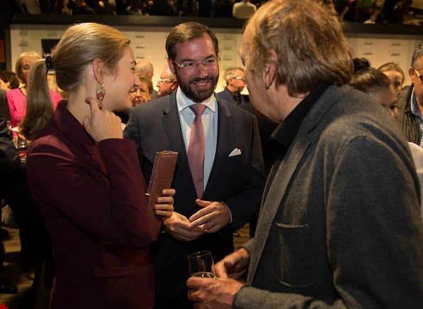 Prince Guillaume and Princess Stephanie attended the premiere of 1000 Joer Buerg Clierf's documentary film at Kinepolis. Prada