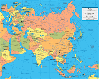 Asya Kıtası Siyasi Haritası - Coğrafya Haritaları