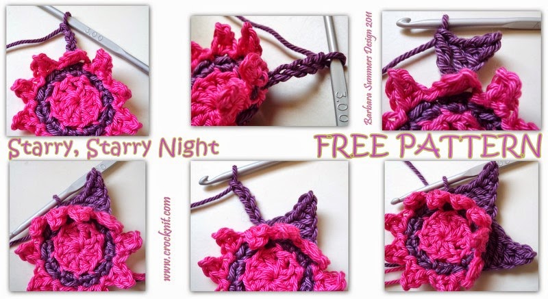 free crochet patterns, how to crochet, stars, starbursts, swirls, starshine, christmas decos,