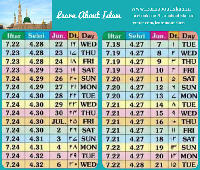 Mumbai Ramadan Prayer Timetable 2016 / 1437 