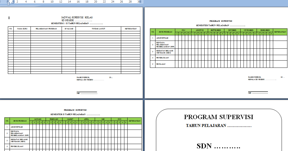 Download Format Program Supervisi dan Format Jadwal