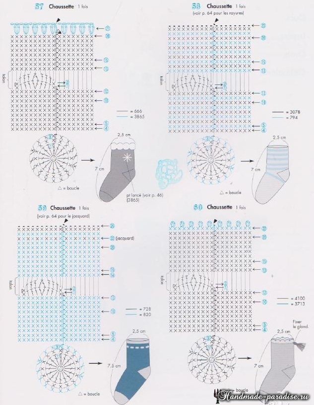 Схемы вязания крючком носочков (2)
