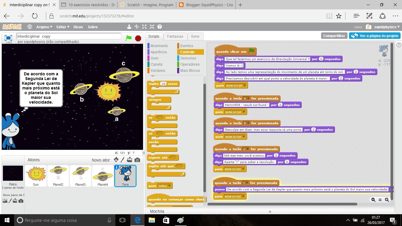 Universal Lab Walkthrough Scratch SquidPhysics : Gravitação Universal (Scratch) Pt.2
