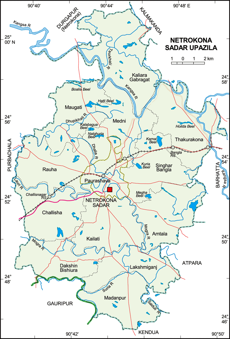 Netrokona Sadar Upazila Map Netrokona District Bangladesh