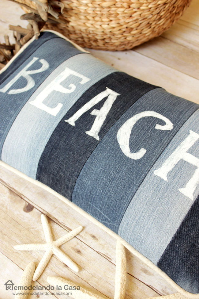 how to repurpose old jeans into a pillow