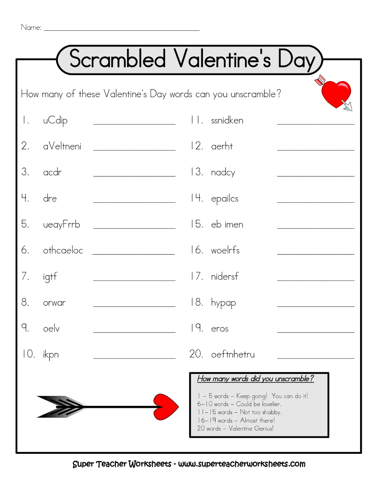 6 Easy Valentine s Day Word Scramble For Kids