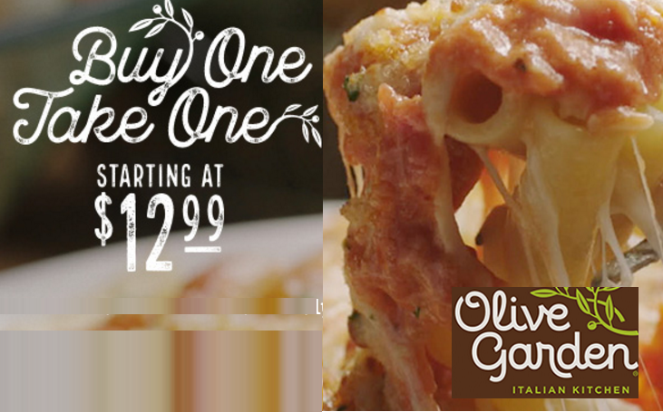 Olive Garden Buy One Meal Take One Meal Home For 12 99