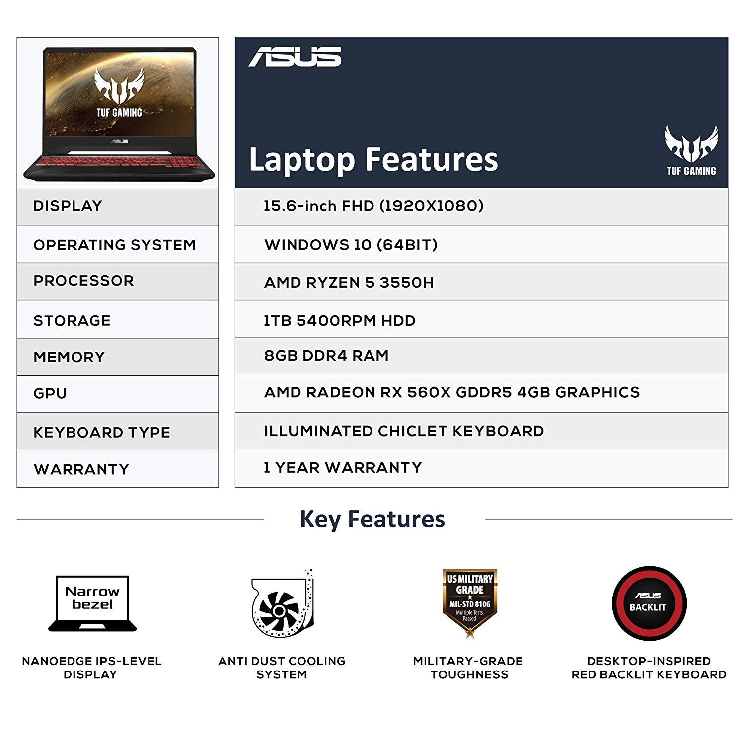 Best budget gaming laptop under 50k ASUS TUF FX505DY