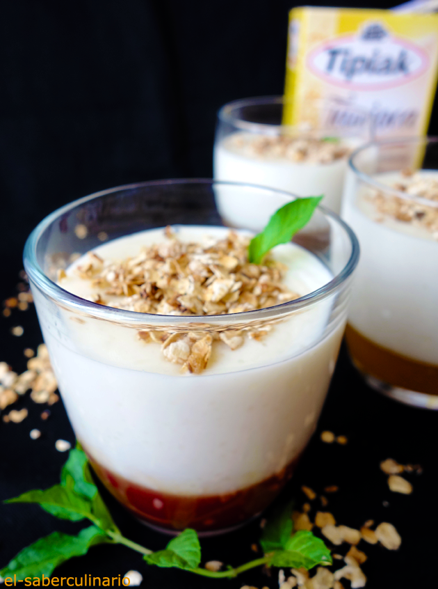 Crema de tapioca con avena caramelizada