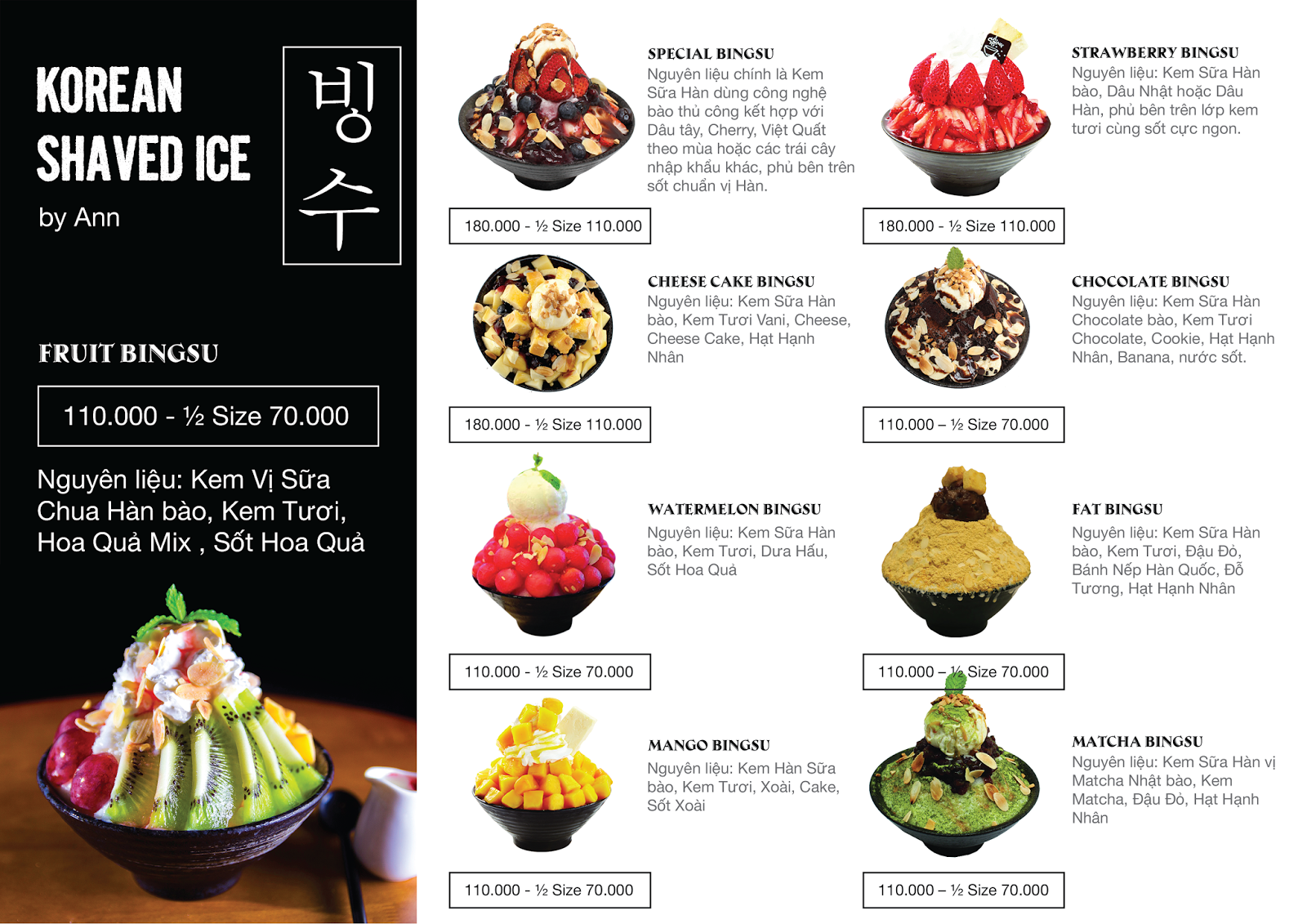 THIẾT KẾ ĐẸP 365 Menu Bingsu (1 mặt A4)