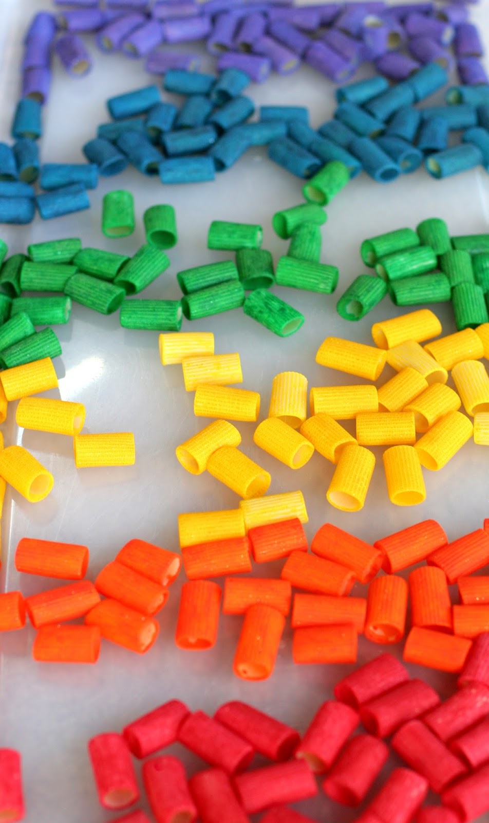 DIY Rainbow Pasta for Necklaces, Sensory Play, and Art