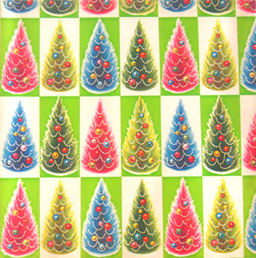 vintage christmas wrapping paper trees