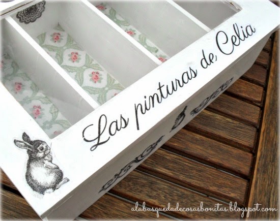 Caja con transfer y decoupage para Celia