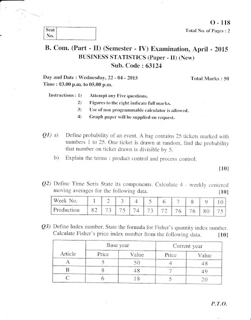 Department of Statistics, D.R.K. College of Commerce, Kolhapur