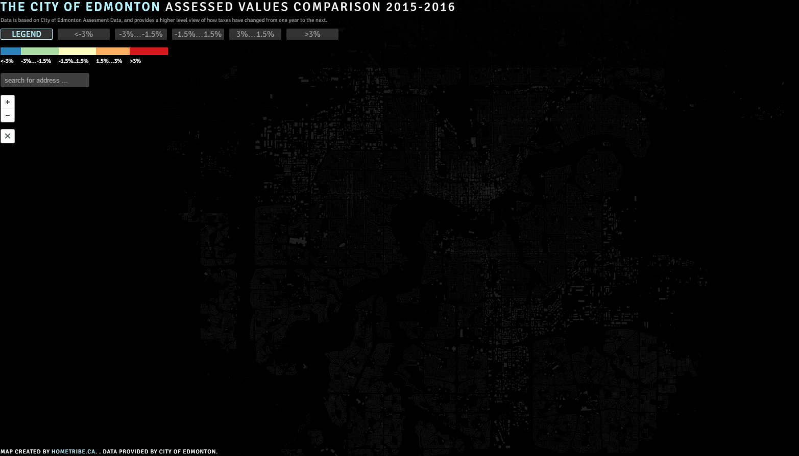 The city of Edmonton assessed values comparison, 2015-2016