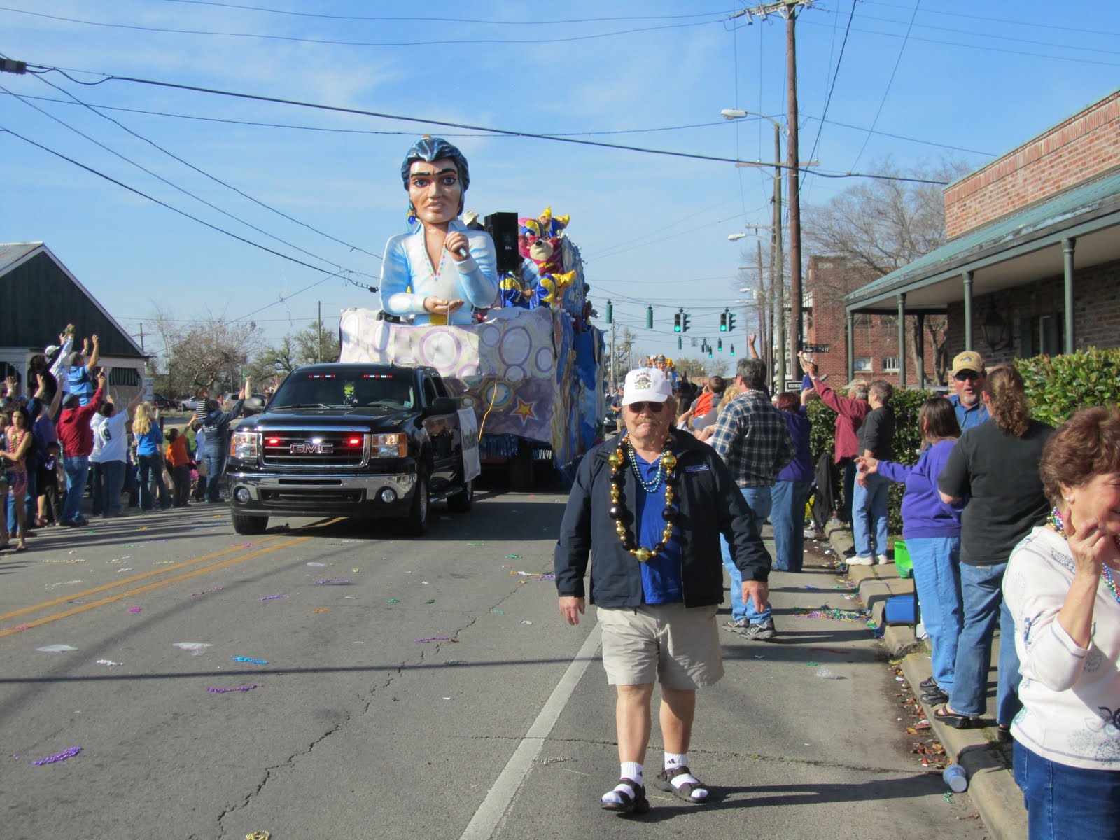 Cathi and Don on the road Thibodaux Mardi Gras Parade