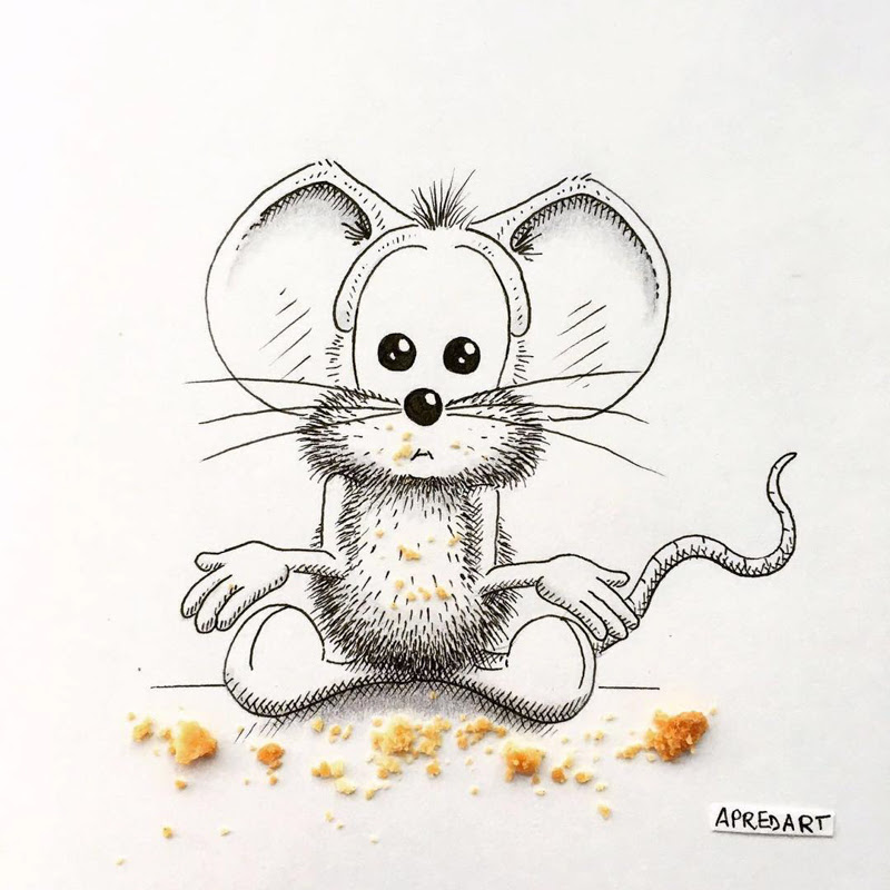 Funny Drawings of a Mouse by Loic Apreda from Switzerland.