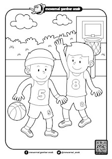 anak bermain bola basket
