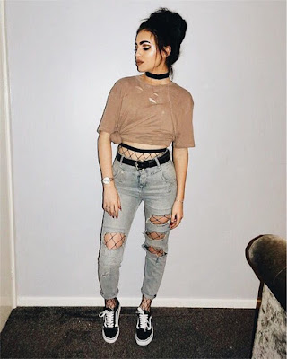 Outfits TUMBLR con JEANS ROTOS que están de MODA - ElSexoso