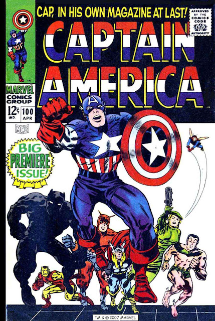 Captain America v1 #100, 1968 marvel silver age comic book cover by jack kirby Captain America v1 #100, 1968 marvel silver age comic book cover by jack kirby