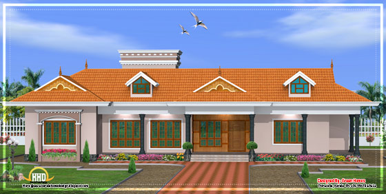 Kerala single story house model - 2800 Sq. Ft. - April 2012