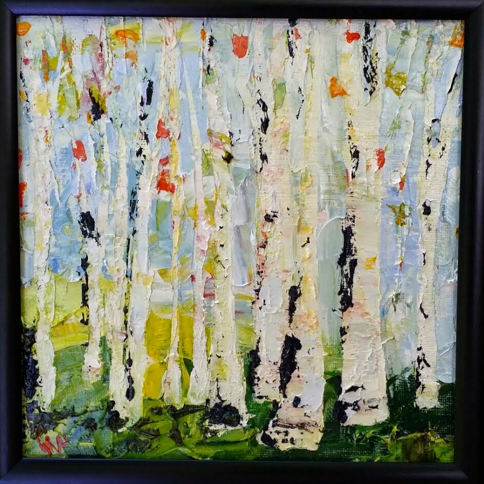 Four Small Square Birch Paintings
