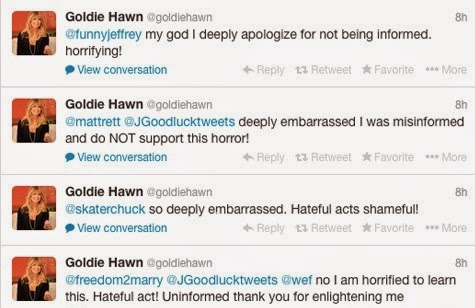 Hollywood Activist Goldie Hawn Described President Jonathan as 'A Wonderful President of Nigeria' Based On Anti-gay Law