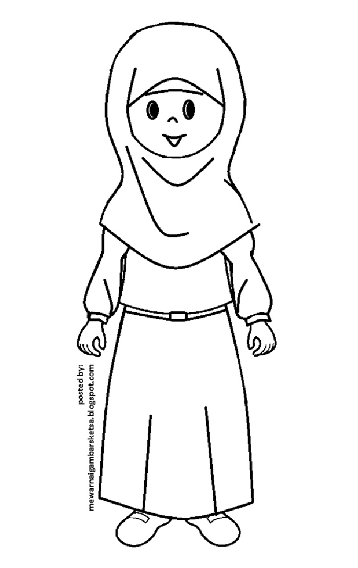 Mewarnai Gambar Baju Muslimah Kartun Diwarna