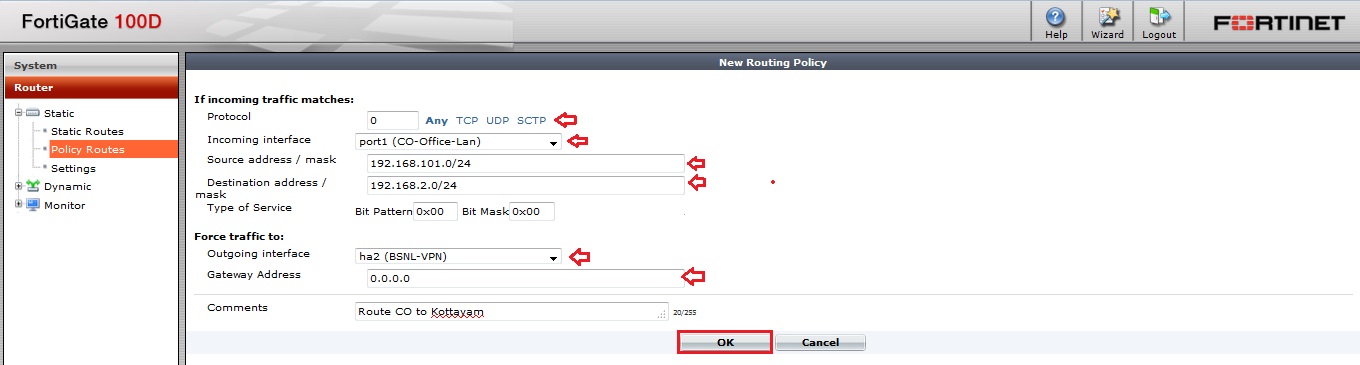 Basic it informations fortigate how to configure policy routing using for ho to branch 