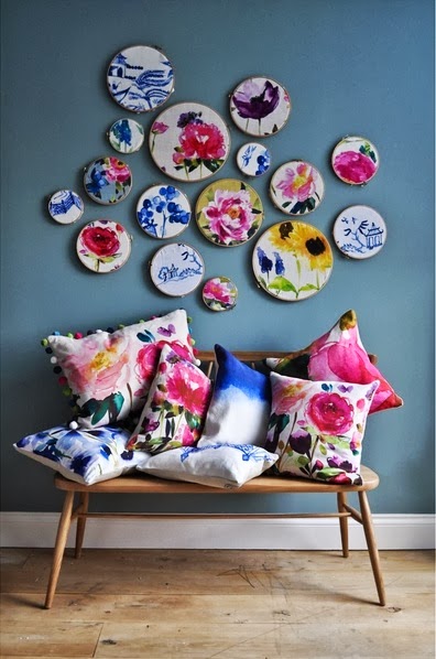 modern and artistic floral print cushions and pictures