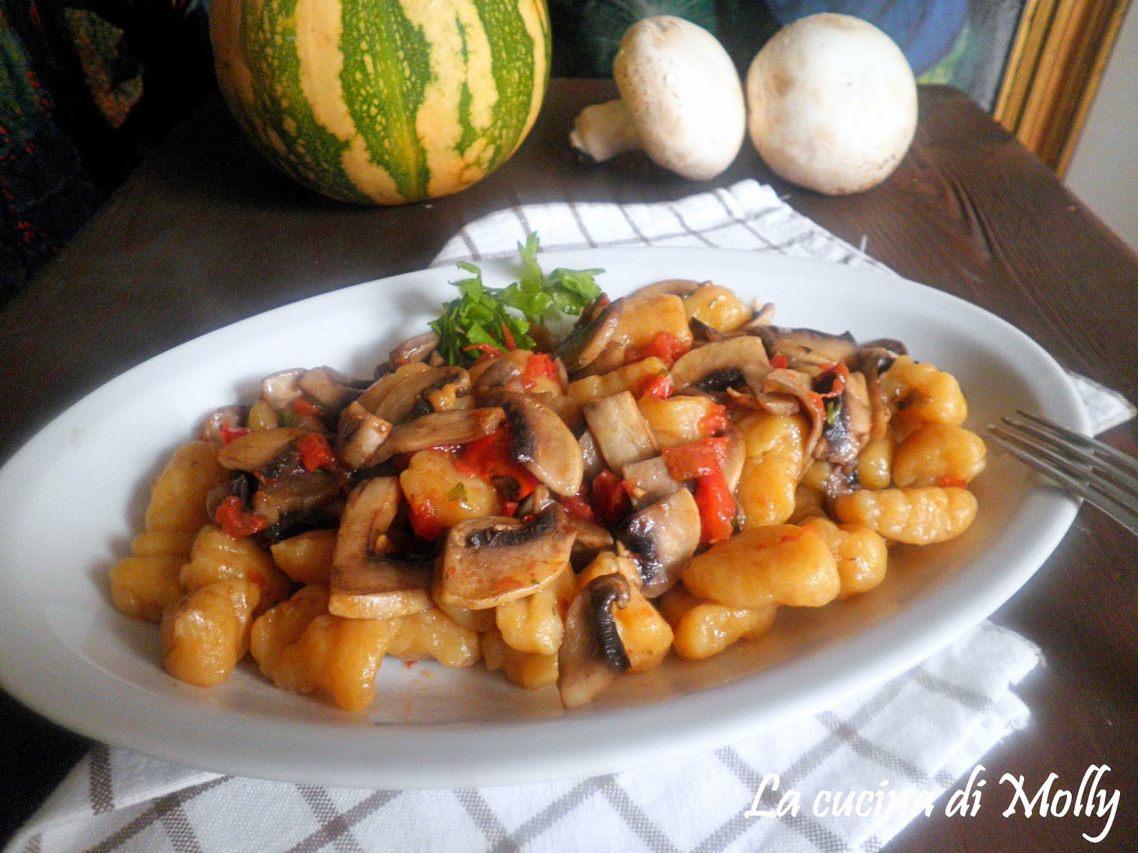 gnocchi di zucca ai funghi