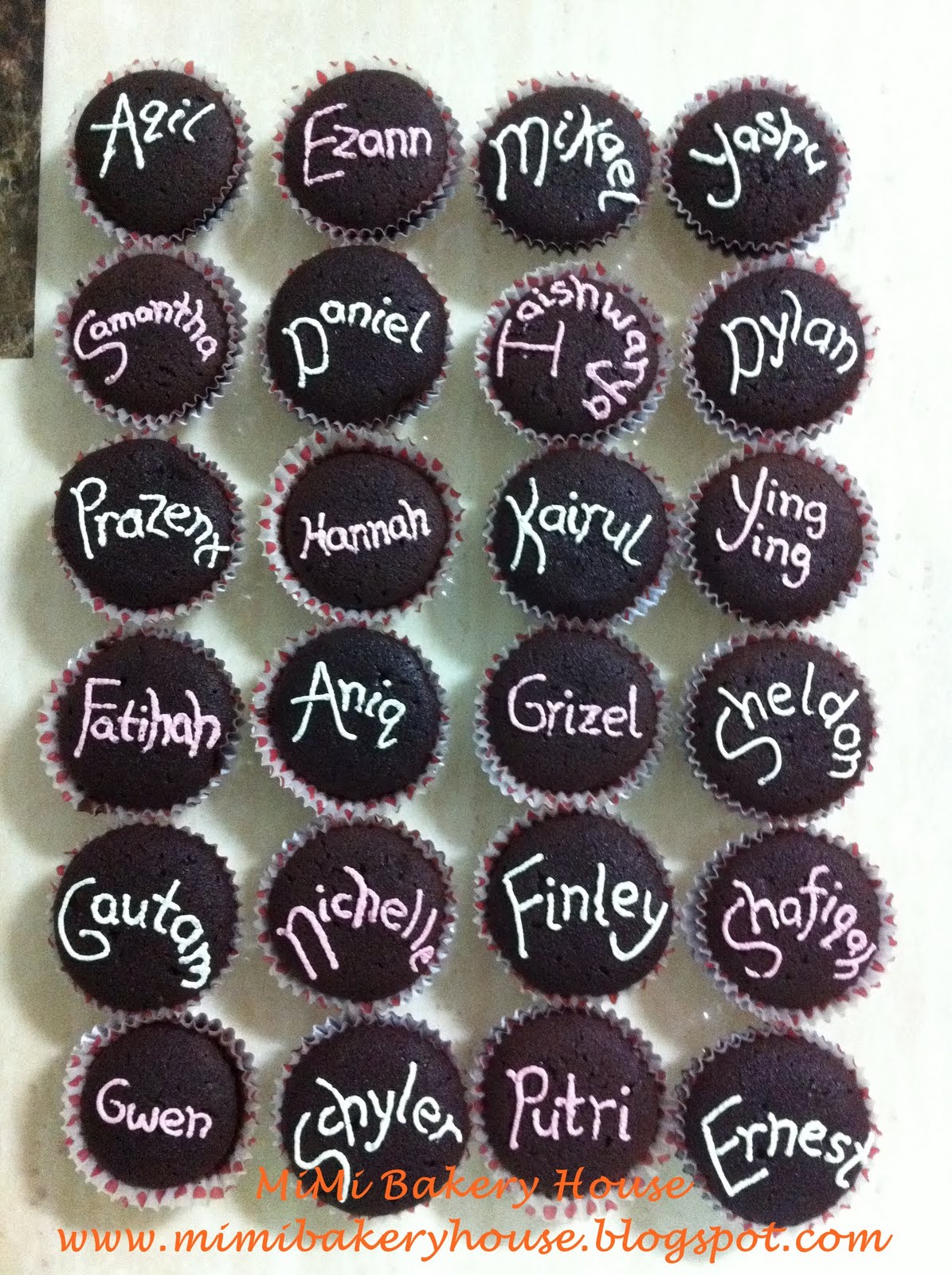 christeens blog Nic's Tea Party in School Chocolate Names Cupcakes