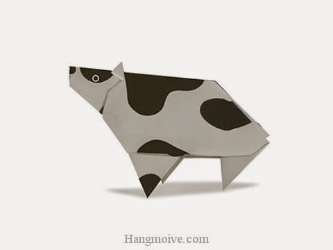 Cách gấp, xếp con bò sữa bằng giấy origami - Video hướng dẫn xếp hình - How to make a Cow