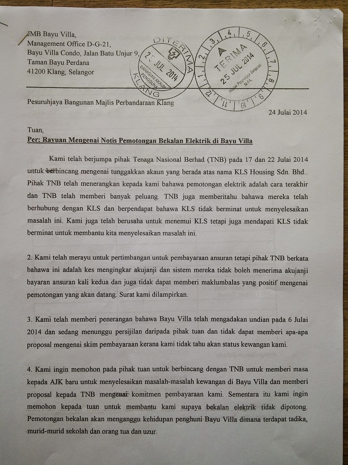 Surat Rayuan Bayaran Ansuran Tnb  Rasmi My