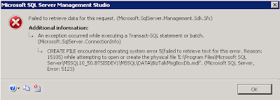 Error on attaching DB