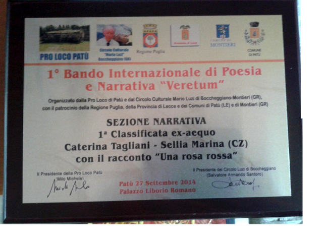 I Bando Internazionale di Poesia e Narrativa "Veretum"-Patù ( LE)-Montieri (GR ), 2014