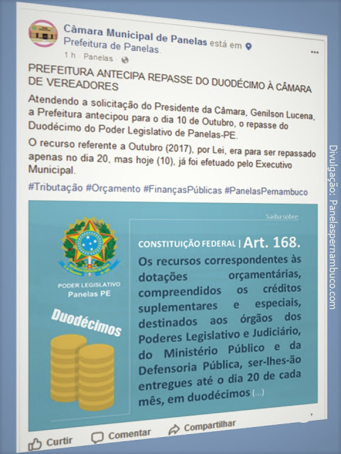 Imagem capturada na página oficial da Câmara Municipal de Panelas no Facebook. Imagem capturada na página oficial da Câmara Municipal de Panelas no Facebook.