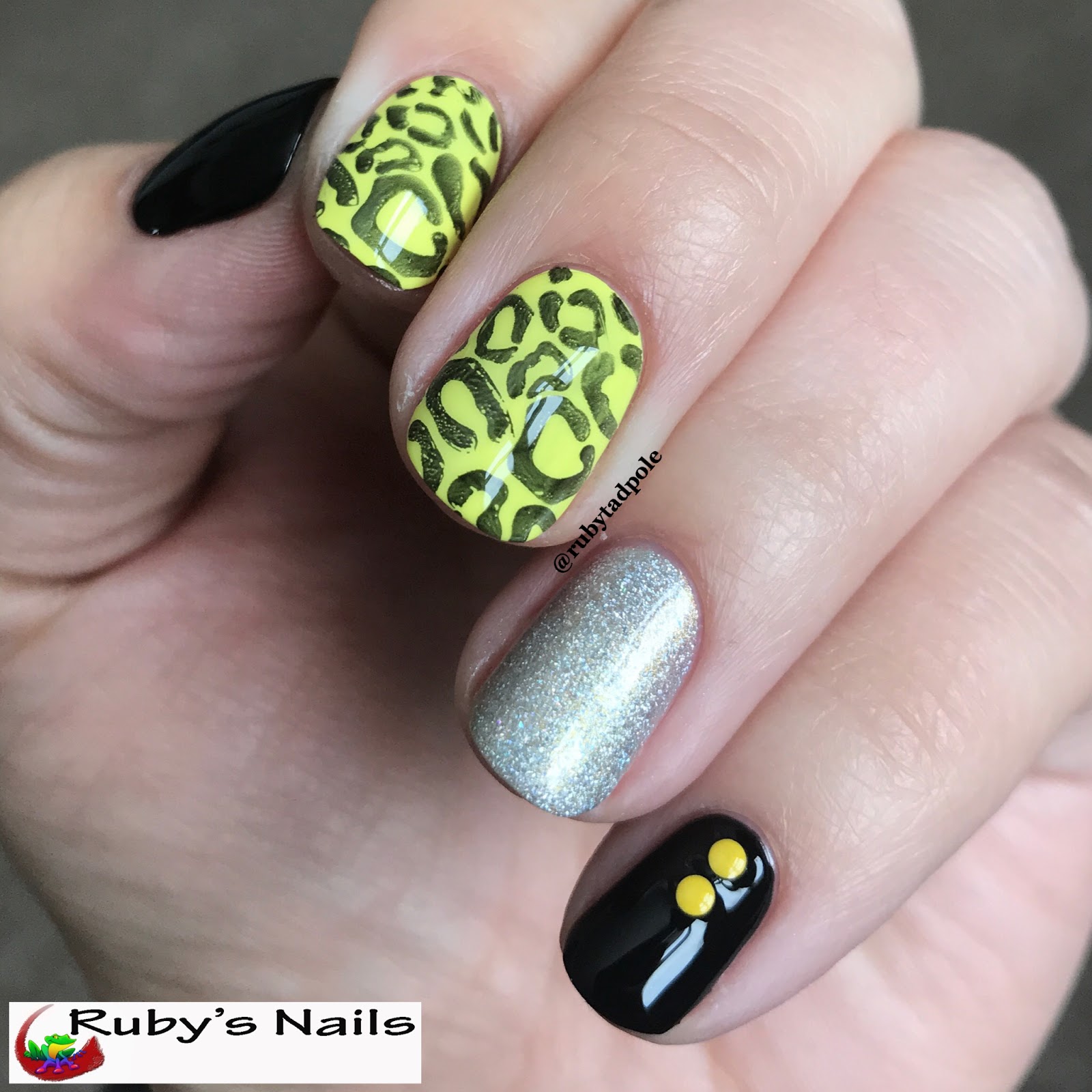 Ruby's Nails: Yellow Leopard Print Nail Art