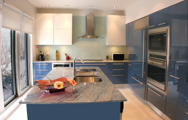 Diseños de cocinas modernas color azul | Ideas para decorar, diseñar y