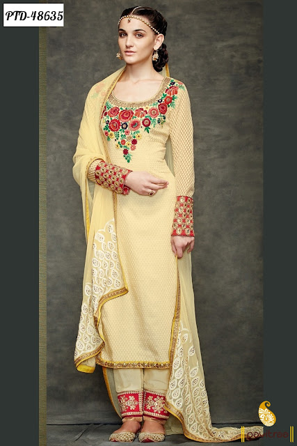 Wedding wear beige silk Pakistani bridal salwar suit online shopping with discount offer deal and sale