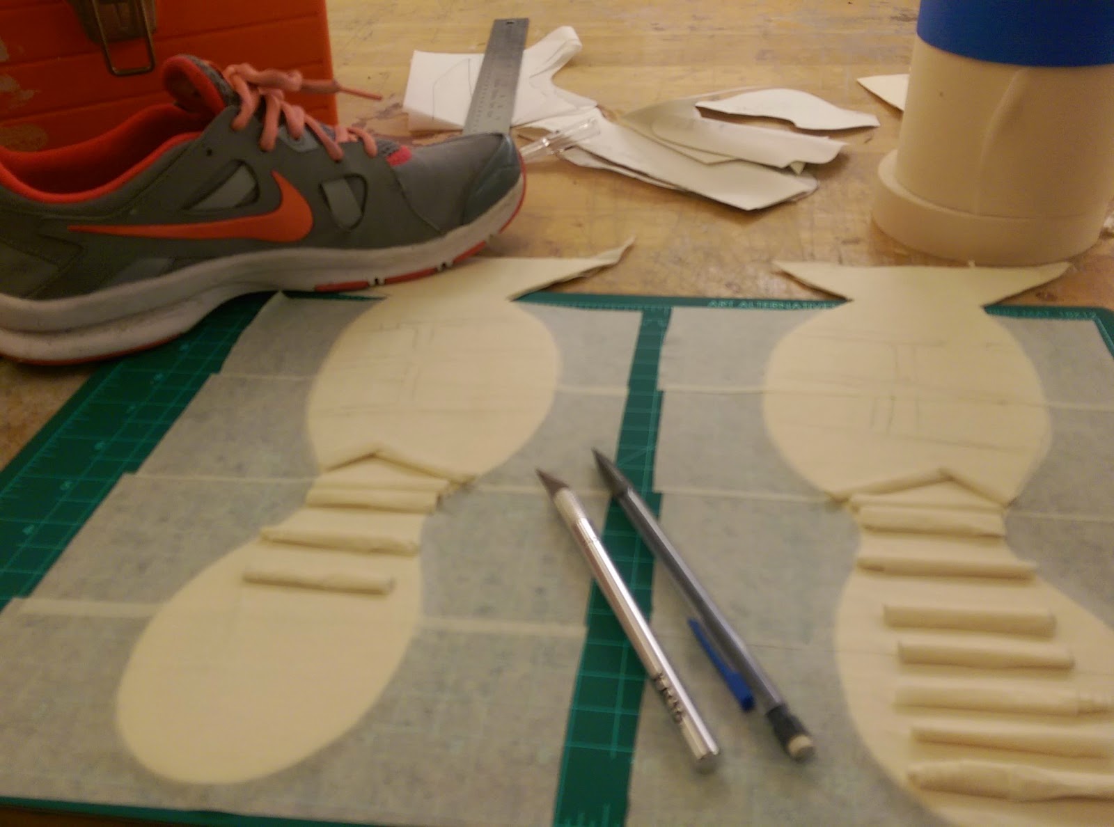 3 Dimensional art Masking Tape Shoes